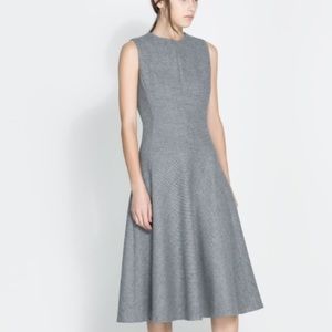 Zara grey fit & flare midi dress. Large w/tags